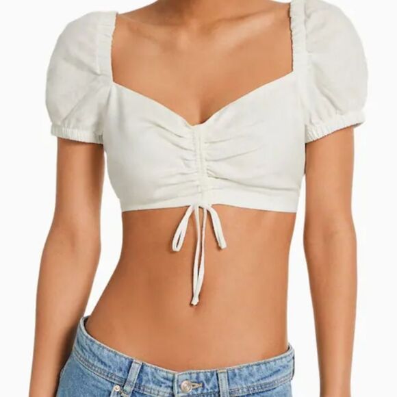 Zara White crop top Stretchy Size Large - Picture 2 of 8